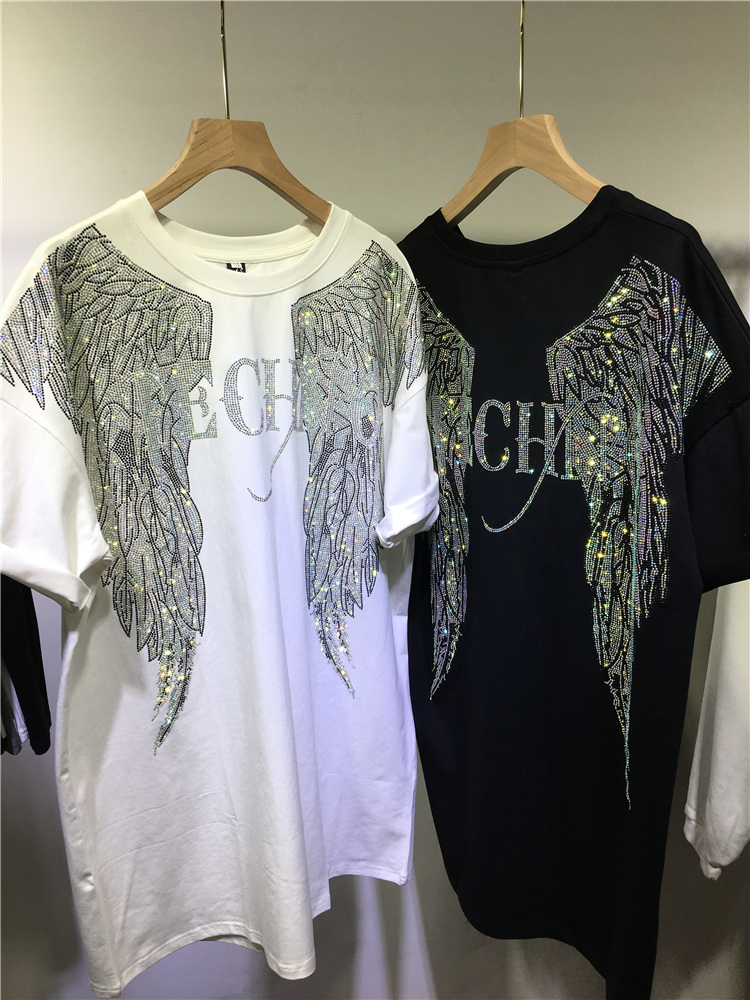 L-4XL Oversize Rhinestone Ange - Streetwear Brand Clothing recension och pris