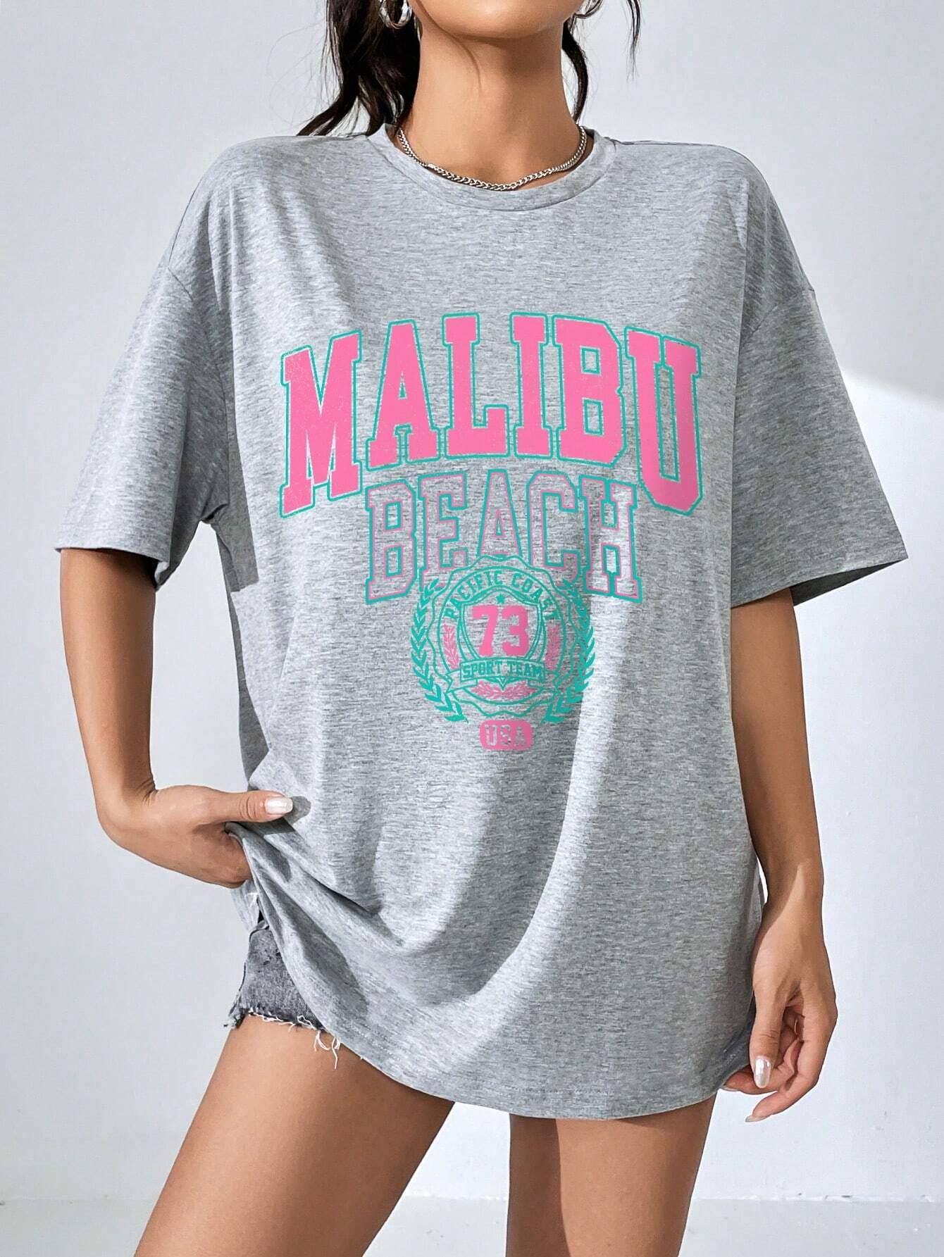 Malibu Beach Letter Print Prin - Streetwear Brand Clothing recension och pris
