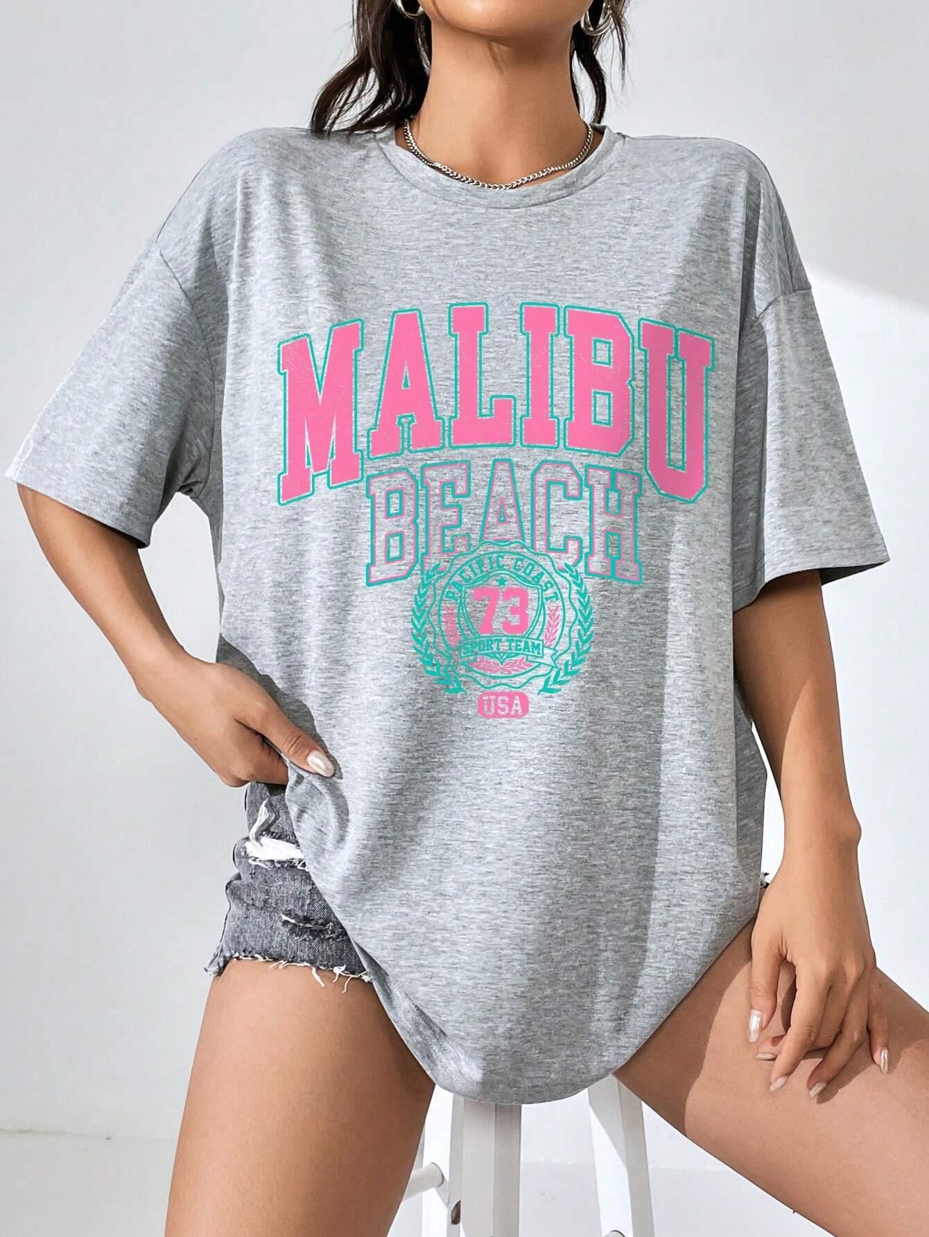 Malibu Beach Letter Print Prin - Streetwear Brand Clothing recension och pris